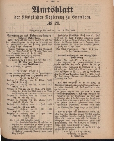 Amtsblatt der Königlichen Preußischen Regierung zu Bromberg, 18. Mai 1888, Nr. 20