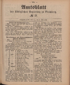 Amtsblatt der Königlichen Preußischen Regierung zu Bromberg, 25. Mai 1888, Nr. 21