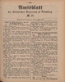 Amtsblatt der Königlichen Preußischen Regierung zu Bromberg, 15. Juni 1888, Nr. 24
