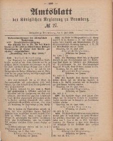 Amtsblatt der Königlichen Preußischen Regierung zu Bromberg, 6. Juli 1888, Nr. 27