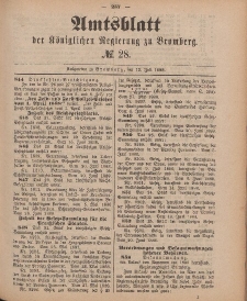 Amtsblatt der Königlichen Preußischen Regierung zu Bromberg, 13. Juli 1888, Nr. 28