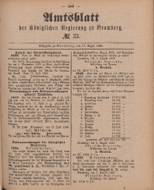 Amtsblatt der Königlichen Preußischen Regierung zu Bromberg, 17. August 1888, Nr. 33