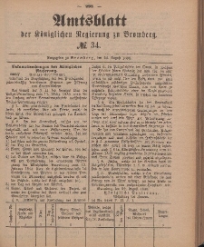 Amtsblatt der Königlichen Preußischen Regierung zu Bromberg, 24. August 1888, Nr. 34