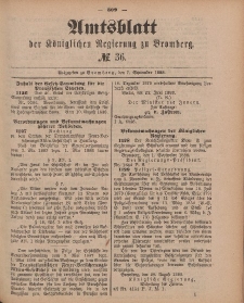 Amtsblatt der Königlichen Preußischen Regierung zu Bromberg, 7. September 1888, Nr. 36