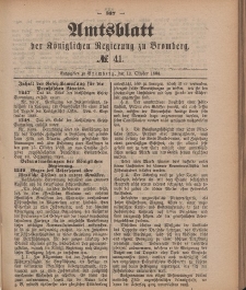 Amtsblatt der Königlichen Preußischen Regierung zu Bromberg, 12. Oktober 1888, Nr. 41