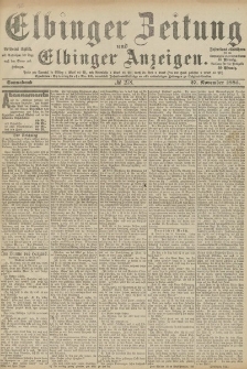 Elbinger Zeitung und Elbinger Anzeigen, Nr. 278 Sonnabend 27. November 1886