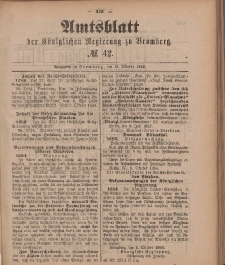 Amtsblatt der Königlichen Preußischen Regierung zu Bromberg, 19. Oktober 1888, Nr. 42