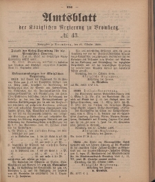 Amtsblatt der Königlichen Preußischen Regierung zu Bromberg, 26. Oktober 1888, Nr. 43
