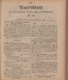 Amtsblatt der Königlichen Preußischen Regierung zu Bromberg, 2. November 1888, Nr. 44