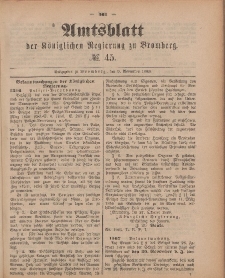 Amtsblatt der Königlichen Preußischen Regierung zu Bromberg, 9. November 1888, Nr. 45