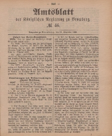 Amtsblatt der Königlichen Preußischen Regierung zu Bromberg, 16. November 1888, Nr. 46