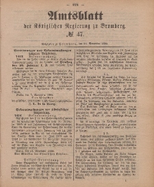 Amtsblatt der Königlichen Preußischen Regierung zu Bromberg, 23. November 1888, Nr. 47