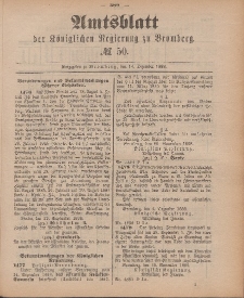 Amtsblatt der Königlichen Preußischen Regierung zu Bromberg, 14. Dezember 1888, Nr. 50