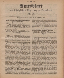 Amtsblatt der Königlichen Preußischen Regierung zu Bromberg, 21. Dezember 1888, Nr. 51