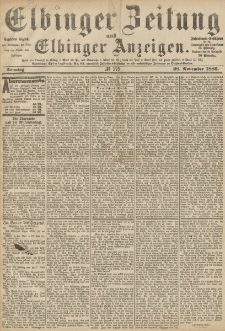 Elbinger Zeitung und Elbinger Anzeigen, Nr. 279 Sonntag 28. November 1886