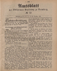Amtsblatt der Königlichen Preußischen Regierung zu Bromberg, 28. Dezember 1888, Nr. 52