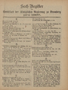 Amtsblatt der Königlichen Preußischen Regierung zu Bromberg, 1887 (Sach-Register)