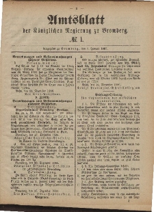 Amtsblatt der Königlichen Preußischen Regierung zu Bromberg, 7. Januar 1887, Nr. 1