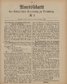 Amtsblatt der Königlichen Preußischen Regierung zu Bromberg, 14. Januar 1887, Nr. 2