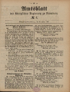 Amtsblatt der Königlichen Preußischen Regierung zu Bromberg, 28. Januar 1887, Nr. 4
