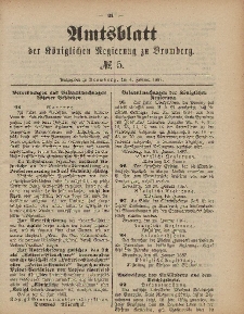 Amtsblatt der Königlichen Preußischen Regierung zu Bromberg, 4. Februar 1887, Nr. 5