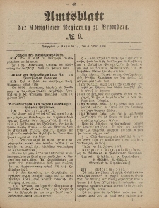 Amtsblatt der Königlichen Preußischen Regierung zu Bromberg, 4. März 1887, Nr. 9