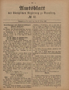 Amtsblatt der Königlichen Preußischen Regierung zu Bromberg, 25. März 1887, Nr. 12