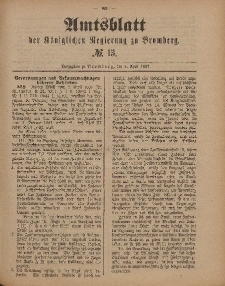 Amtsblatt der Königlichen Preußischen Regierung zu Bromberg, 1. April 1887, Nr. 13