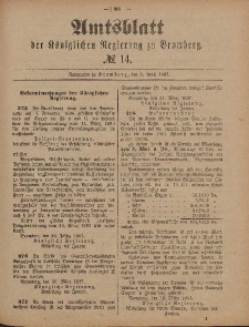 Amtsblatt der Königlichen Preußischen Regierung zu Bromberg, 8. April 1887, Nr. 14