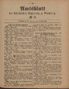 Amtsblatt der Königlichen Preußischen Regierung zu Bromberg, 15. April 1887, Nr. 15