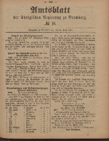 Amtsblatt der Königlichen Preußischen Regierung zu Bromberg, 22. April 1887, Nr. 16