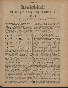 Amtsblatt der Königlichen Preußischen Regierung zu Bromberg, 17. Juni 1887, Nr. 24