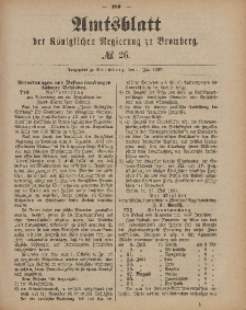 Amtsblatt der Königlichen Preußischen Regierung zu Bromberg, 1. Juli 1887, Nr. 26