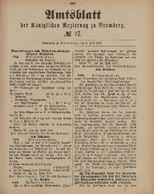 Amtsblatt der Königlichen Preußischen Regierung zu Bromberg, 8. Juli 1887, Nr. 27