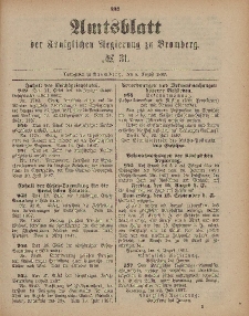 Amtsblatt der Königlichen Preußischen Regierung zu Bromberg, 5. August 1887, Nr. 31