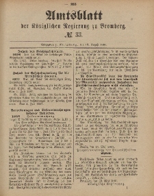 Amtsblatt der Königlichen Preußischen Regierung zu Bromberg, 19. August 1887, Nr. 33
