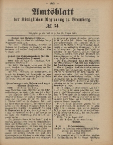 Amtsblatt der Königlichen Preußischen Regierung zu Bromberg, 26. August 1887, Nr. 34