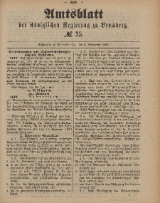 Amtsblatt der Königlichen Preußischen Regierung zu Bromberg, 2. September 1887, Nr. 35