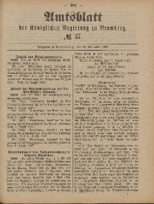 Amtsblatt der Königlichen Preußischen Regierung zu Bromberg, 16. September 1887, Nr. 37