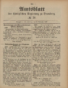 Amtsblatt der Königlichen Preußischen Regierung zu Bromberg, 30. September 1887, Nr. 39