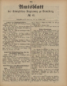 Amtsblatt der Königlichen Preußischen Regierung zu Bromberg, 14. Oktober 1887, Nr. 41