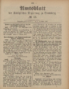 Amtsblatt der Königlichen Preußischen Regierung zu Bromberg, 4. November 1887, Nr. 44