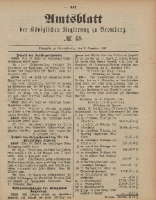Amtsblatt der Königlichen Preußischen Regierung zu Bromberg, 2. Dezember 1887, Nr. 48