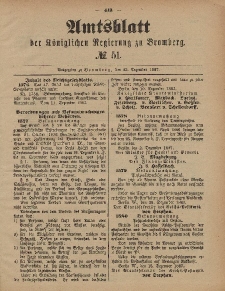Amtsblatt der Königlichen Preußischen Regierung zu Bromberg, 23. Dezember 1887, Nr. 51