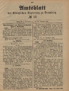 Amtsblatt der Königlichen Preußischen Regierung zu Bromberg, 30. Dezember 1887, Nr. 52