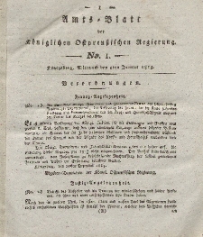 Amts-Blatt der Königlichen Preußischen Regierung zu Königsberg, Mittwoch, 5. Januar 1814, Nr. 1