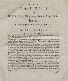 Amts-Blatt der Königlichen Preußischen Regierung zu Königsberg, Mittwoch, 12. Januar 1814, Nr. 2
