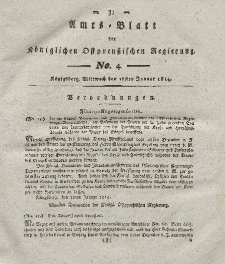 Amts-Blatt der Königlichen Preußischen Regierung zu Königsberg, Mittwoch, 26. Januar 1814, Nr. 4