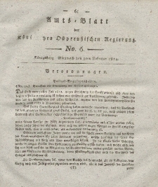 Amts-Blatt der Königlichen Preußischen Regierung zu Königsberg, Mittwoch, 9. Februar 1814, Nr. 6