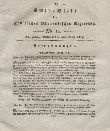 Amts-Blatt der Königlichen Preußischen Regierung zu Königsberg, Mittwoch, 16. März 1814, Nr. 11